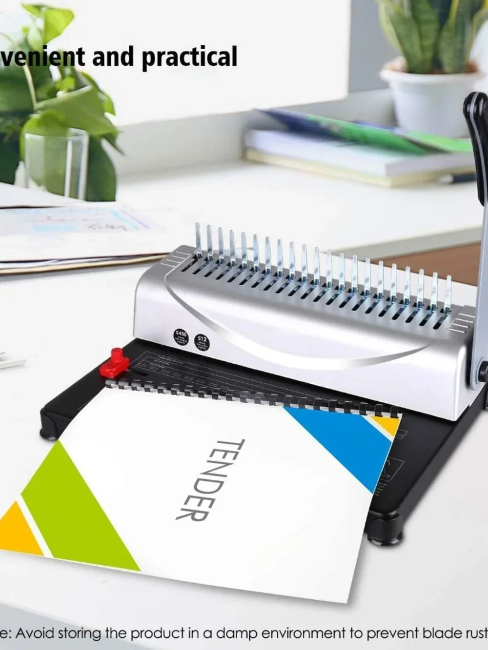 Comb Binding Machine - Punch 12 Sheet, Easy Punch No Jam, Heavy-Duty Metal Build